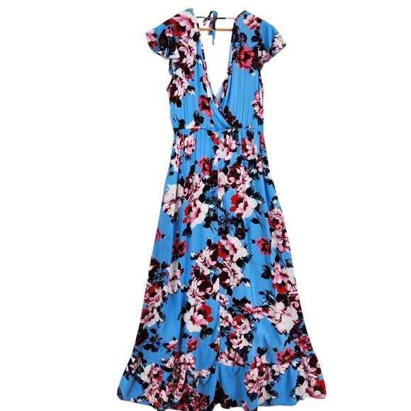 BAND OF GYPSIES Women's Size Large Floral Side Tie Open Back with tie Dress NEW - Picture 2 of 16